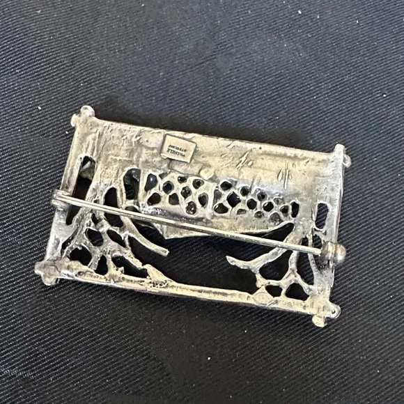 Vintage Michelle Sterling Silver Lion & Lioness Jungle Scene Brooch 9.0g - Picture 6 of 7